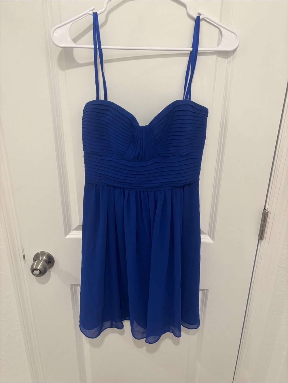BCBGMaxAzria Cobalt Blue Strapless Chiffon Dress